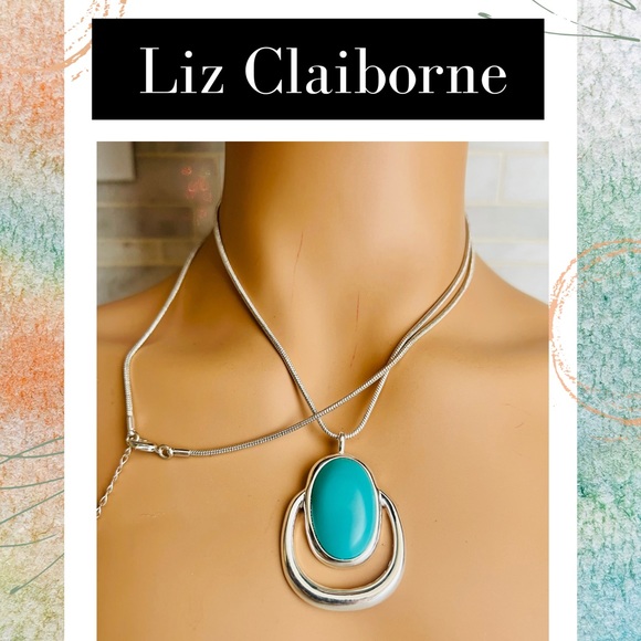 Liz Claiborne Jewelry - Flash sale ❤️ Liz Claiborne Turquoise Necklace Long Silver Tone Price Firm